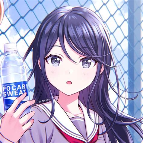 An Anime Girl Holding A Bottle Of Soda