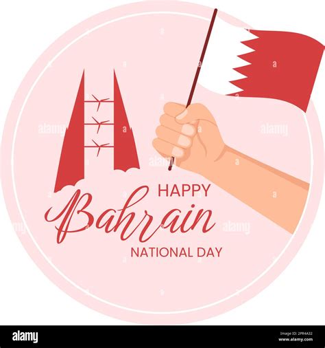 Bahrain National Day Or Independence Template Hand Drawn Cartoon Flat