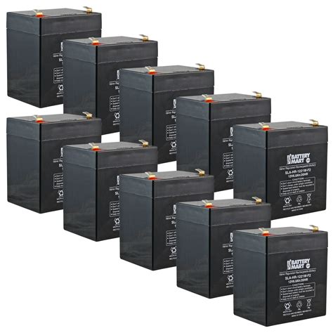 [10 Pack] 12 Volt 5 Ah Sealed Lead Acid Rechargeable Batteries F2 Terminal Battery Mart