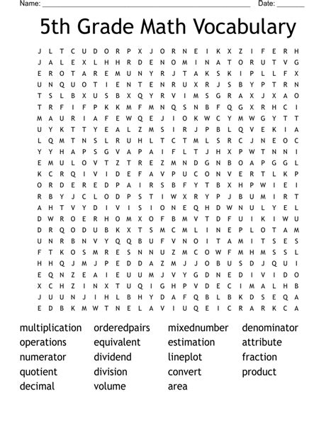 Th Grade Math Vocabulary Word Search Wordmint