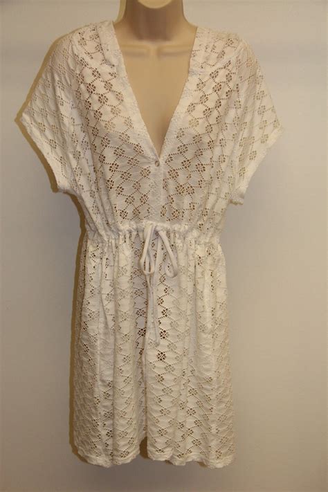 Nwt Profile By Gottex Swimsuit Bikini Cover Up Tunic Dress Sz Xl White