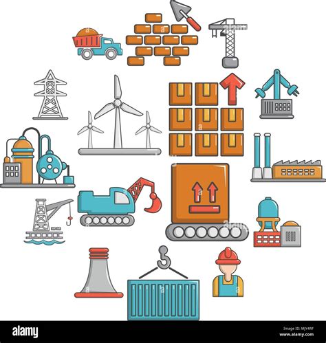 Iconos De La Industria Estilo De Dibujos Animados Imagen Vector De Stock Alamy