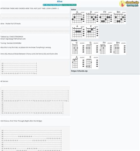 Chord Alive Pocket Full Of Rocks Tab Song Lyric Sheet Guitar