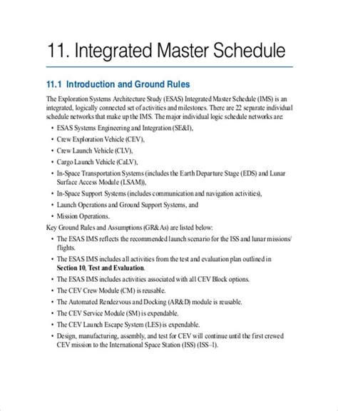 Master Schedule Templates 11 Free Samples Examples Format Download