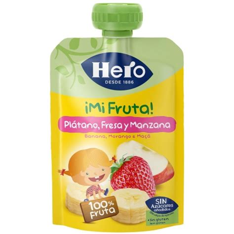 Bolsita De Pl Tano Fresa Y Manzana Hero Mi Fruta Sin Gluten G