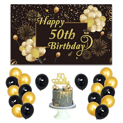 Buy Happy 50th Birthday Banners Backdrop Decor Set 50th Bday Balloons