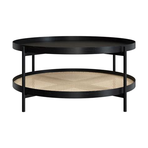 Mesa de centro de madera en mindi negra y caña d84 cm Lukut Maisons