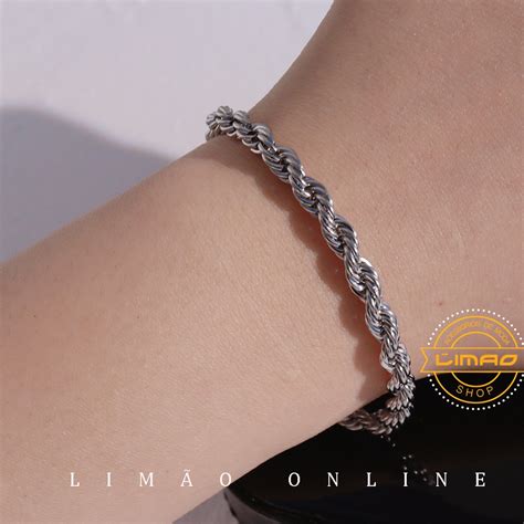 Pulseira Baiano De A O Inox Antialegico Masculino Prata Shopee Brasil