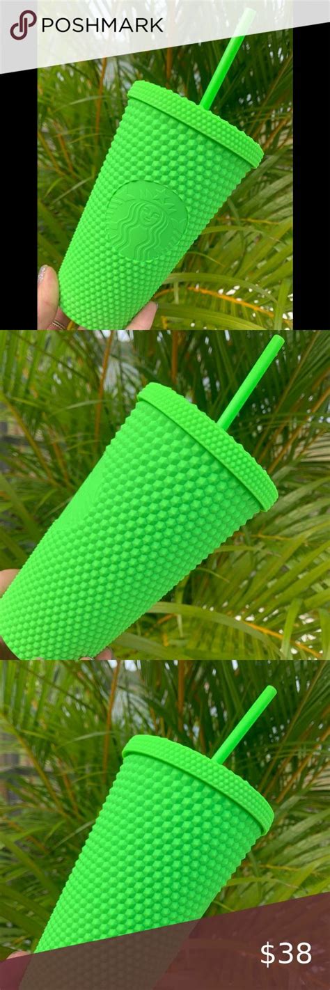 COPY Starbucks 2021 Limited Edition Neon Green Studded Tumbler Cold