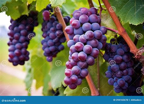 Uvas Roxas Em Vinhas Prontas Para Colheita Foto De Stock Imagem De