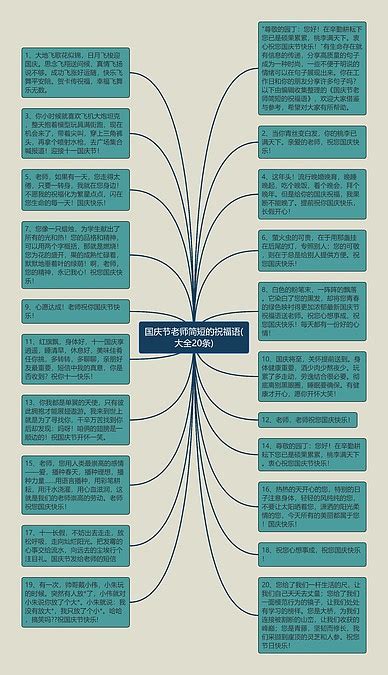 国庆节老师简短的祝福语大全20条思维导图编号c2791181 Treemind树图