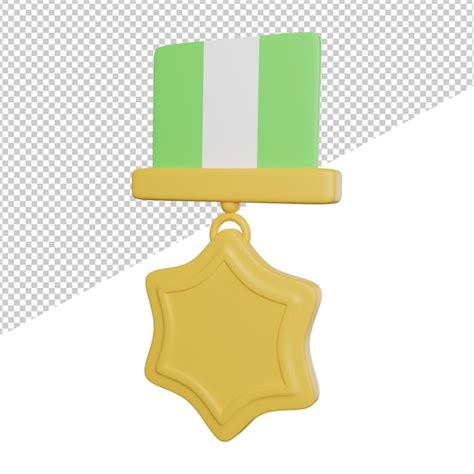 Insigne Médaille Récompenses Vue De Côté Icône De Rendu 3d Illustration