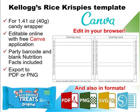 Rice Krispies 141 Oz Candy Wrapper Template Editable Canva Etsy