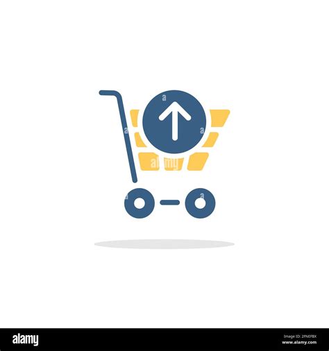 Shopping Cart Up Arrow Color Icon With Shadow Commerce Glyph Vector