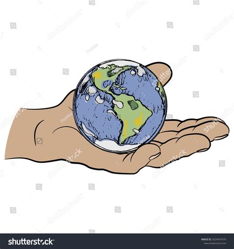 Human Hand Holding Planet Earth Open เวกเตอร์สต็อก ปลอดค่าลิขสิทธิ์