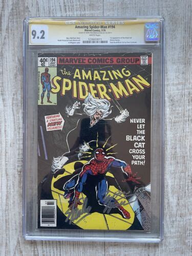 Amazing Spiderman 194 CGC 9 2 1st App Black Cat Signed Stan Lee