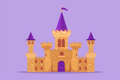 Castillo de dibujo de diseño plano gráfico en el parque de atracciones