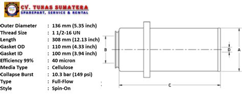 Lube Filter Spin On Full Flow Pn P554005 Donaldson Cv Tunas