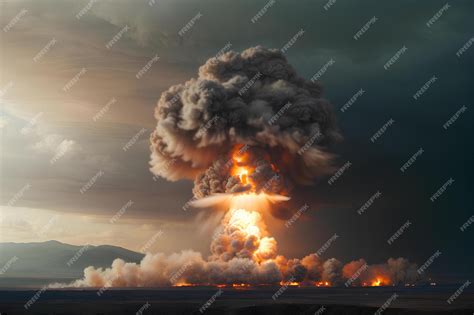 Premium AI Image | Nuclear explosion and mushroom cloud Environmental ...