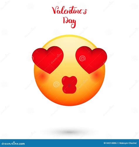 Emoticon For Valentines Day Emoji With Hearts Eyes Vector