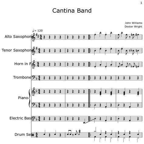 Cantina Band Sheet Music For Alto Saxophone Tenor Saxophone Horn In