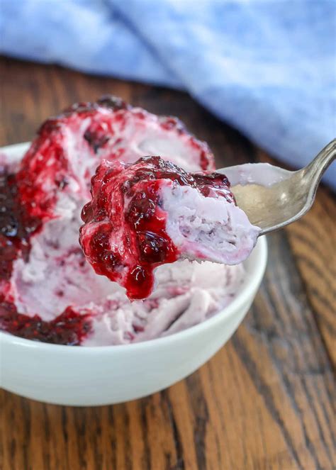 Mixed Berry Ice Cream With Easy Berry Sauce Barefeet In The Kitchen