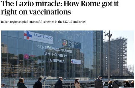 Vaccini Anti Covid Politico Premia La Regione Lazio 98 Per Cento