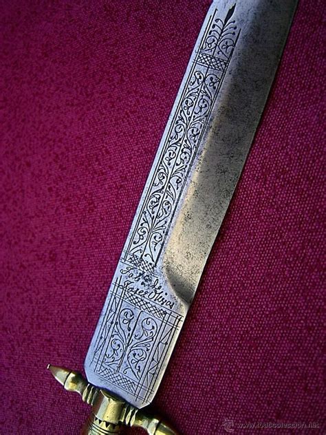 Militaria ANTIGUO CUCHILLO DE ALBACETE S XIX HOJA GRABADA CON