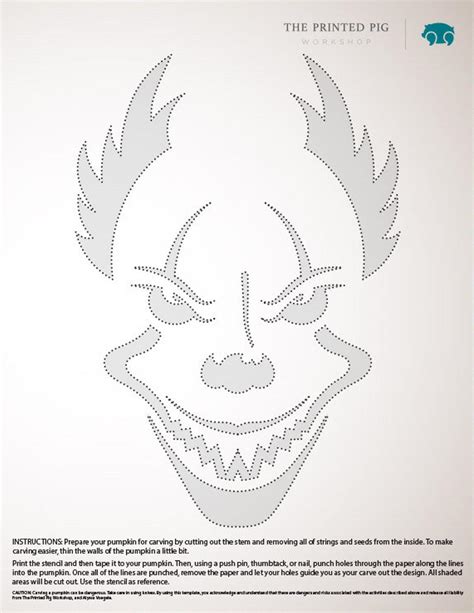 IT: Pennywise (Free Pumpkin Stencil - Pumpkin Pattern - Pumpkin ...