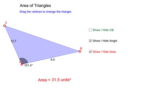 Trigonometry Area Of Triangle Geogebra