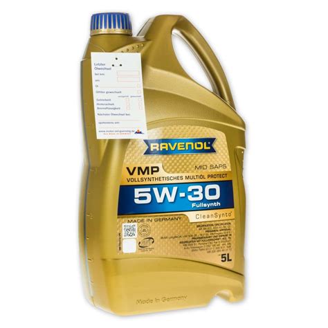 Liter Ravenol Sae W Vmp Mid Saps Leichtlauf Motoren L Swissoil Ch