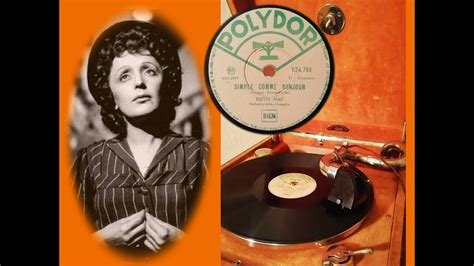 Simple Comme Bonjour Edith Piaf France Polydor YouTube