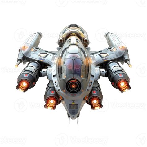 Elegant Futuristic Starship Against A Pristine Clear Backdrop 49693068 Png