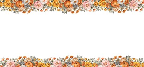Thanksgiving Border Pumpkin Vintage Flowers Thanksgiving Border