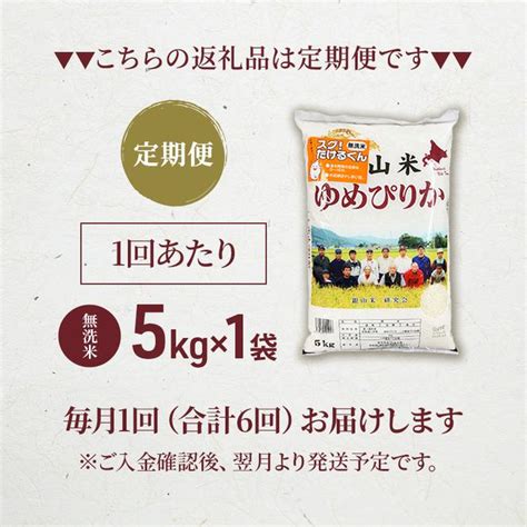 6ヵ月連続お届け 銀山米研究会の無洗米＜ゆめぴりか＞5kg【機内食に採用】 （北海道仁木町） ふるさと納税サイト「ふるさとプレミアム」