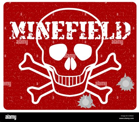 The Sign From A Typical Minefield Isolated Over A White Background