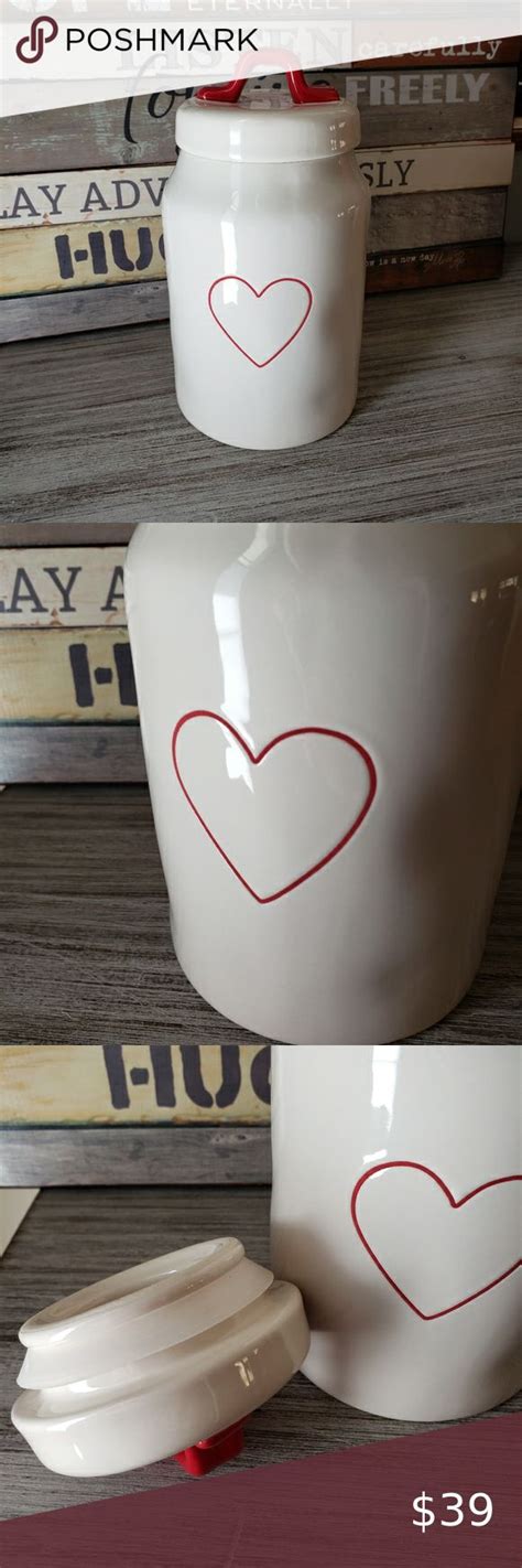 Rae Dunn Red Heart Canister With Lid New Valentines Accessories