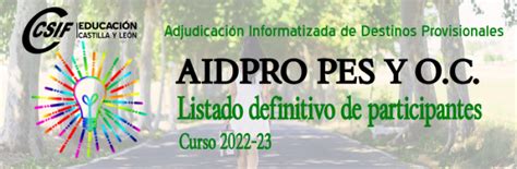 Csif Aidpro Pes Y Otros Cuerpos Listado Definitivo De