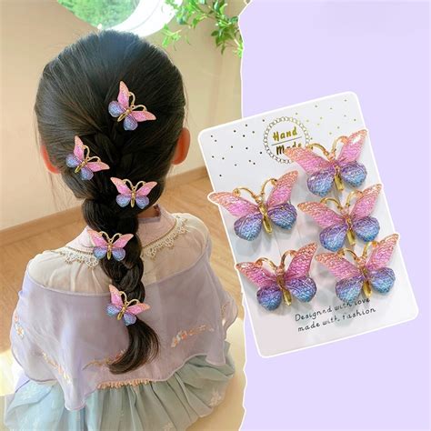 5PCS Cute Sweet Stereoscopic Color Gradient Baby Hairpins Kids Hair ...