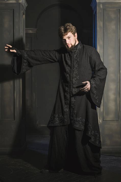 Mens Magic Robe Warlock Costume Mens Surcoat Black Medieval Etsy