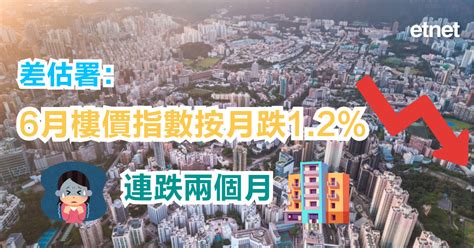 樓市 差估署：6月樓價指數按月跌12，連跌兩個月 Etnet 經濟通香港新聞財經資訊和生活平台