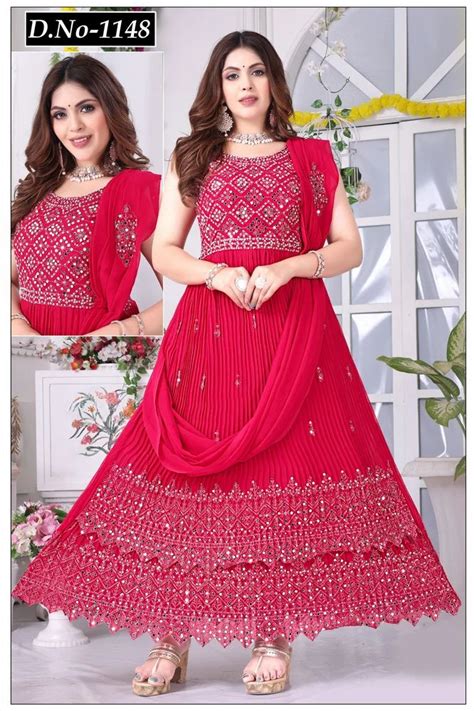 Red Party Wear Dress Georgette At Rs In Ahmedabad Id