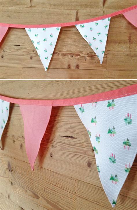 Woodland Forest Tree Print Fabric Bunting Garland Pink My Colourful