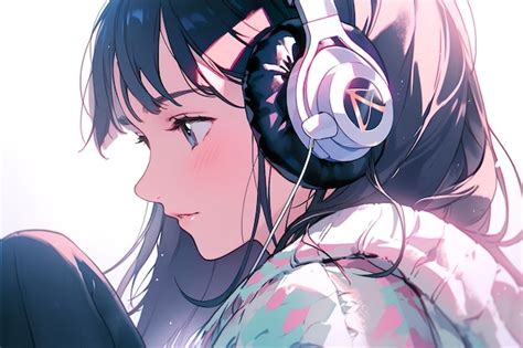 Premium Ai Image Beautiful Anime Girl Listening To Lofi Hip Hop Music