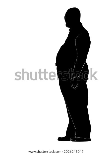 Silhouette Fat Man Isolated On White Stock Vector Royalty Free