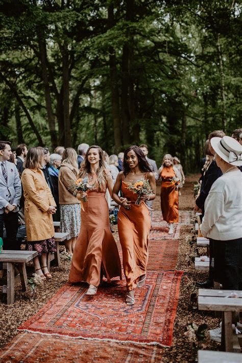 Tipi Wellington Wood Wedding With Burnt Orange Bridesmaid Dresses