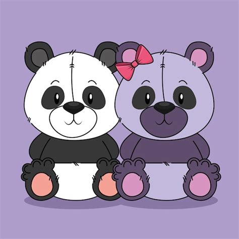 Premium Vector Cute Bears Pandas Couple Characters