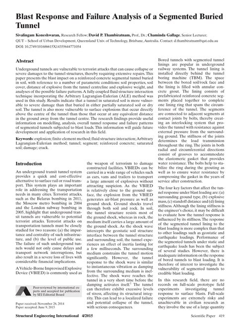 PDF Blast Response And Failure Analysis Of A Segmented Buried Tunnel