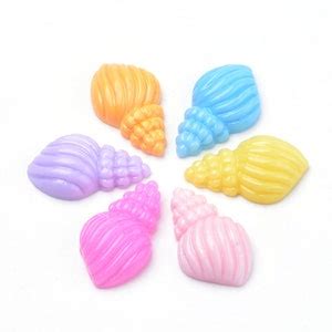 Seashell Cabochons Spiral Shells Pastel Mixed Resin Embellishments