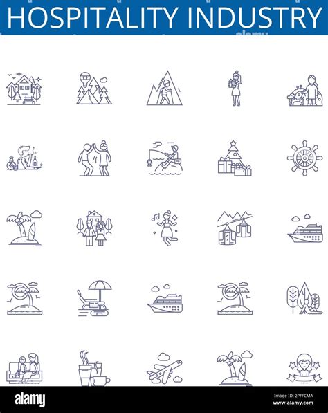 Hospitality Industry Line Icons Signs Set Design Collection Of